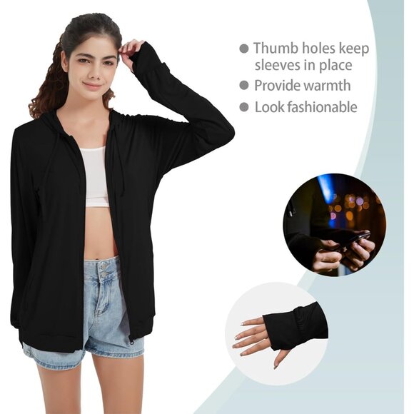 Lightweight Zip Up Hoodie Women Summer Jacket Thin Soft Breathable Casual - Picture 4 of 5